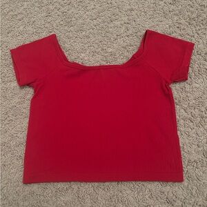 PacSun Red Ribbed Crop Top